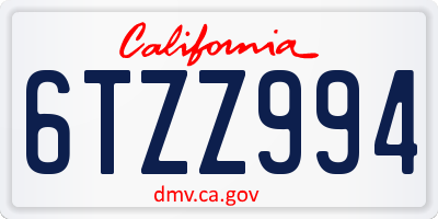 CA license plate 6TZZ994
