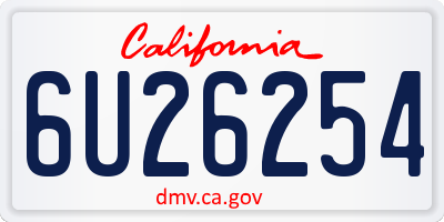 CA license plate 6U26254