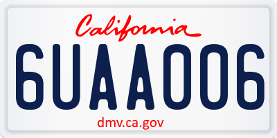 CA license plate 6UAA006