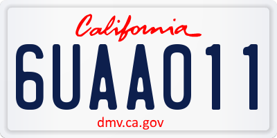 CA license plate 6UAA011
