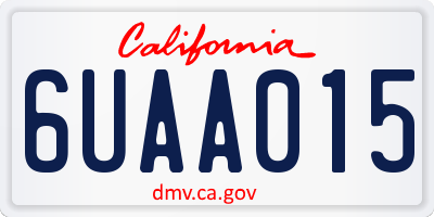 CA license plate 6UAA015