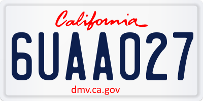 CA license plate 6UAA027