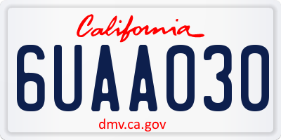 CA license plate 6UAA030