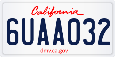 CA license plate 6UAA032