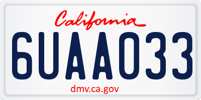 CA license plate 6UAA033