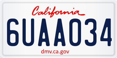 CA license plate 6UAA034