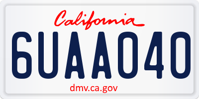 CA license plate 6UAA040