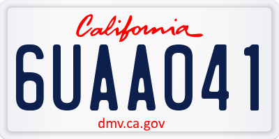 CA license plate 6UAA041