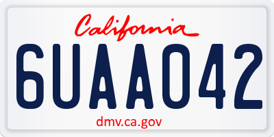 CA license plate 6UAA042