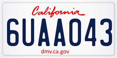 CA license plate 6UAA043
