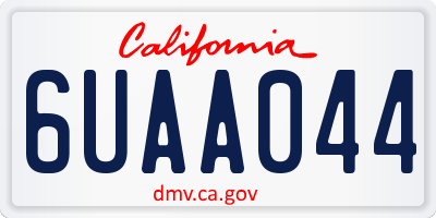 CA license plate 6UAA044