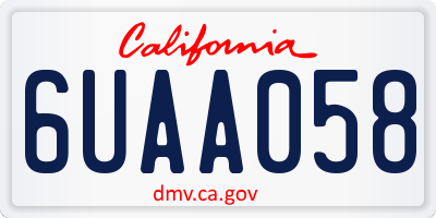 CA license plate 6UAA058