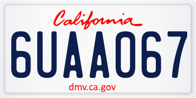 CA license plate 6UAA067