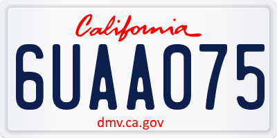 CA license plate 6UAA075