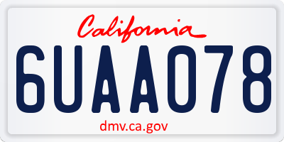 CA license plate 6UAA078