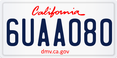 CA license plate 6UAA080