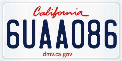 CA license plate 6UAA086