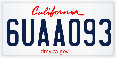 CA license plate 6UAA093