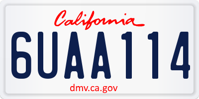 CA license plate 6UAA114