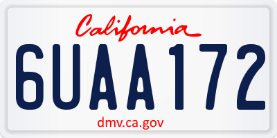 CA license plate 6UAA172