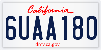 CA license plate 6UAA180