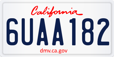 CA license plate 6UAA182