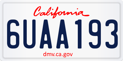 CA license plate 6UAA193
