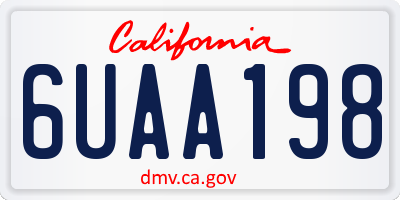 CA license plate 6UAA198