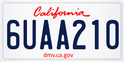 CA license plate 6UAA210