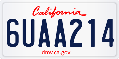 CA license plate 6UAA214