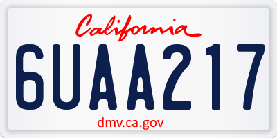 CA license plate 6UAA217