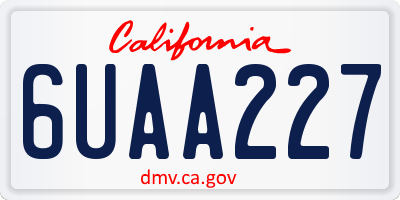 CA license plate 6UAA227