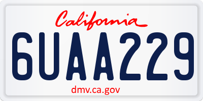 CA license plate 6UAA229