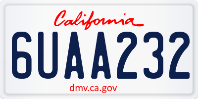 CA license plate 6UAA232