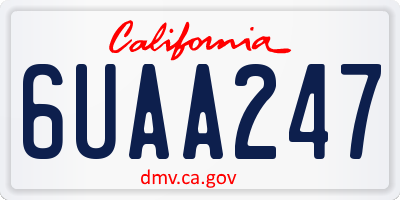CA license plate 6UAA247
