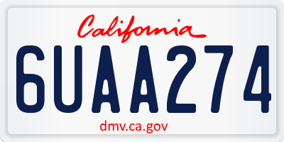 CA license plate 6UAA274