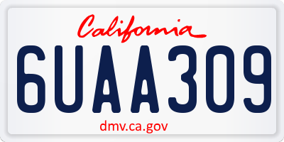 CA license plate 6UAA309