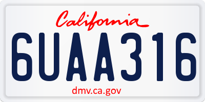 CA license plate 6UAA316