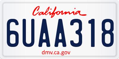 CA license plate 6UAA318