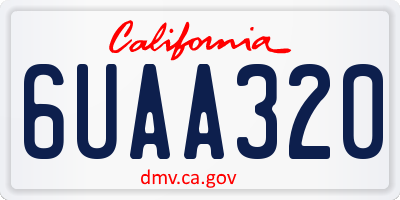 CA license plate 6UAA320