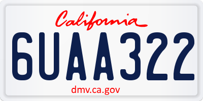 CA license plate 6UAA322