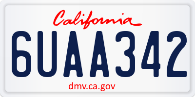 CA license plate 6UAA342