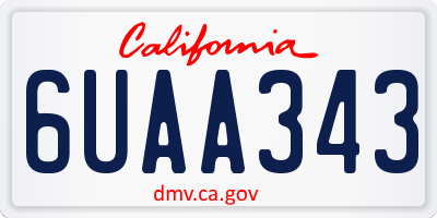 CA license plate 6UAA343