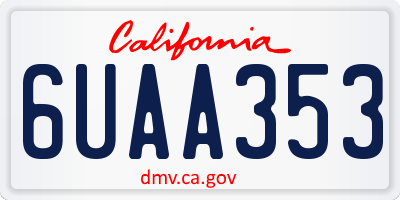 CA license plate 6UAA353