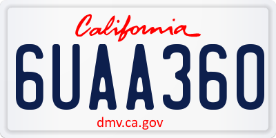 CA license plate 6UAA360