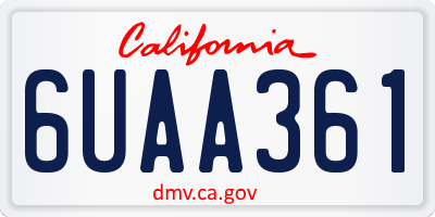 CA license plate 6UAA361