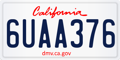 CA license plate 6UAA376