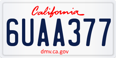 CA license plate 6UAA377