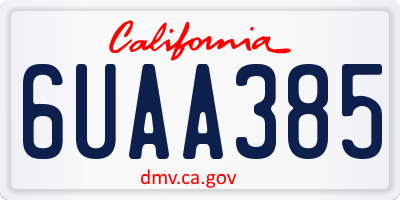 CA license plate 6UAA385