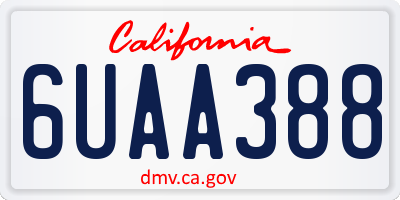 CA license plate 6UAA388